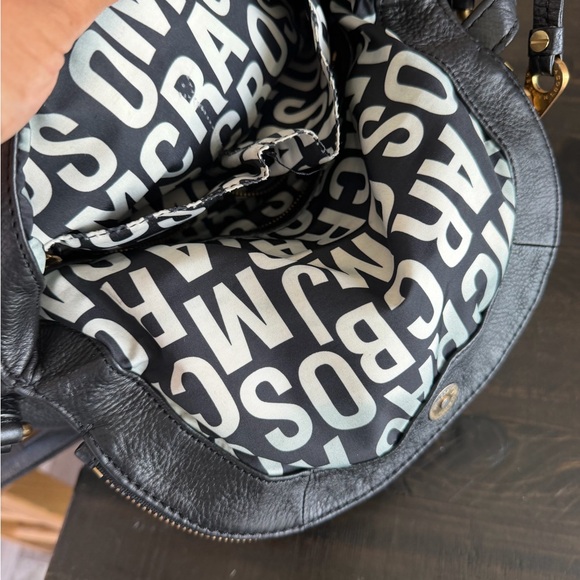 Marc Jacobs Black Leather Hobo Bag with Gold Accents - Picture 14 of 15